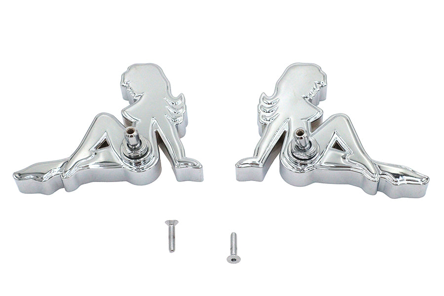 Wyatt Gatling Lady Luck billet mirror body set, 76451A, polished metal motorcycle mirror housing