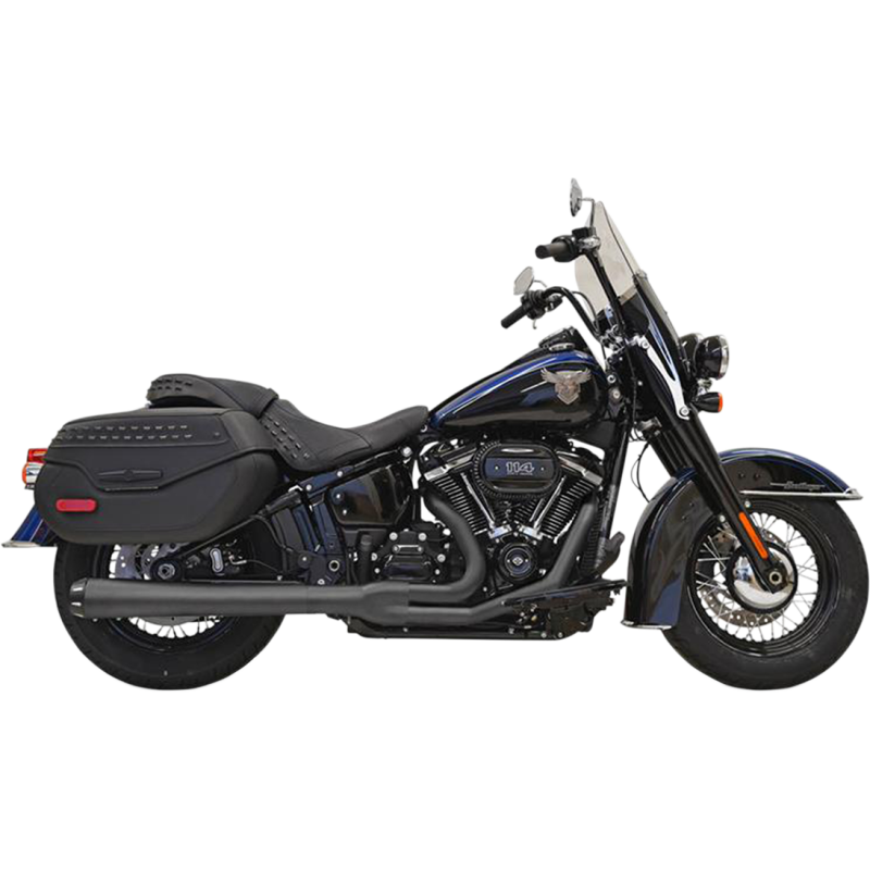 BASSANI TOURING BLACK 2:1 EXHAUST HARLEY DAVIDSON SOFTAILS 18-25