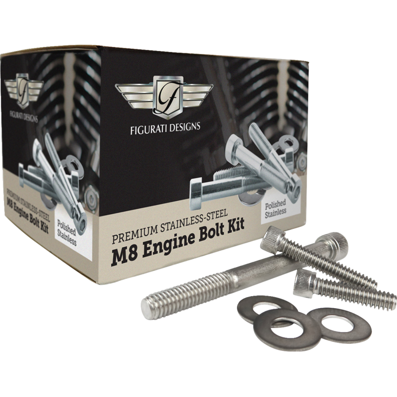 FIGURATI DESIGNS POLISHED ENGINE BOLT KITS HARLEY DAVIDSON M8 17-25 - The Speed Shop Canada