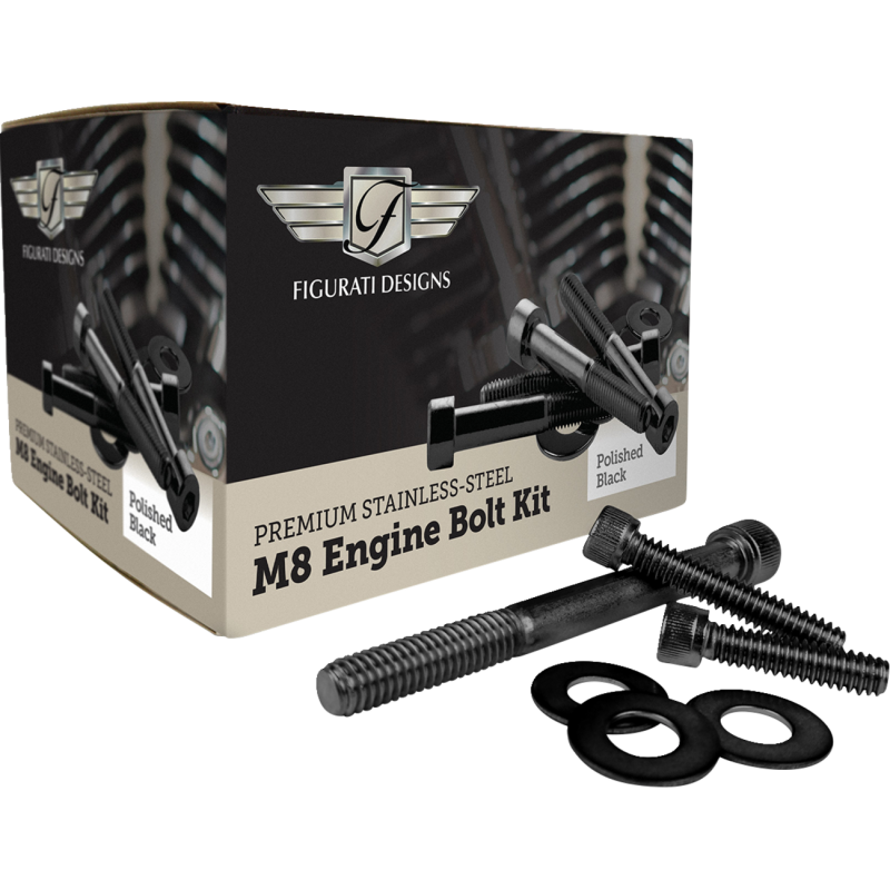 FIGURATI DESIGNS BLACK ENGINE BOLT KITS HARLEY DAVIDSON M8 17-25 - The Speed Shop Canada