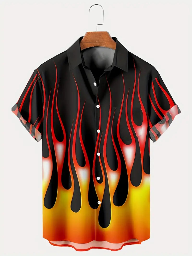 THE SPEED SHOP MENS FLAMED BUTTON UP SHIRTS - The Speed Shop Canada