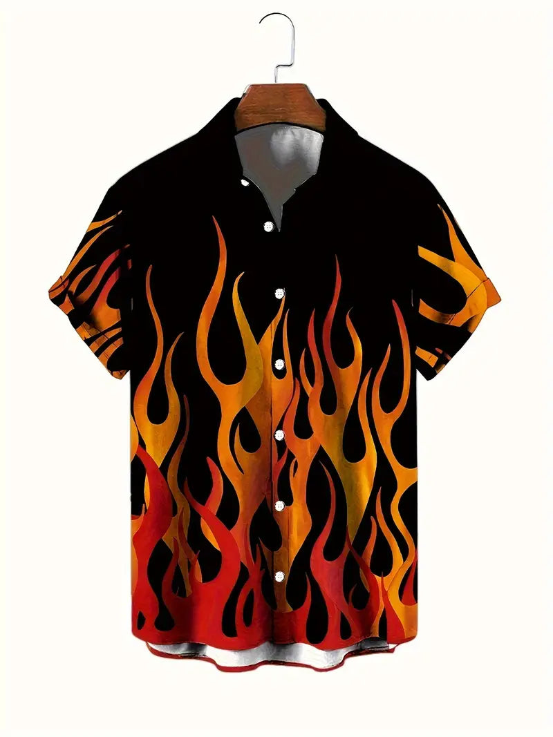 THE SPEED SHOP MENS FLAMED BUTTON UP SHIRTS - The Speed Shop Canada