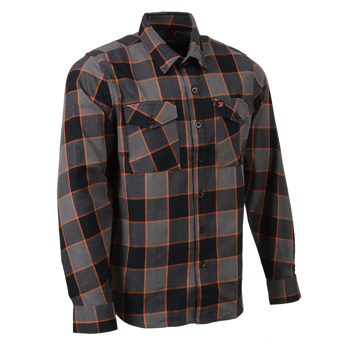 MILWAUKEE LEATHER GREY/ORANGE FLANNEL SHIRT - The Speed Shop Canada
