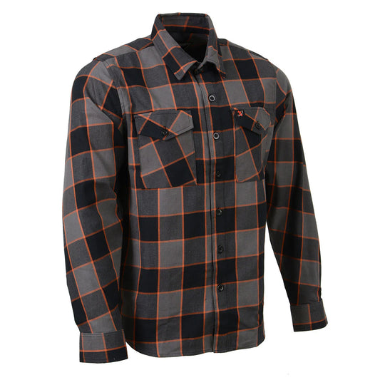 MILWAUKEE LEATHER GREY/ORANGE FLANNEL SHIRT - The Speed Shop Canada