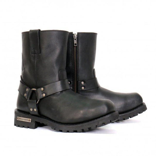 MILWAUKEE LEATHER MENS SHORT HARNESS BOOTS BLACK - The Speed Shop Canada
