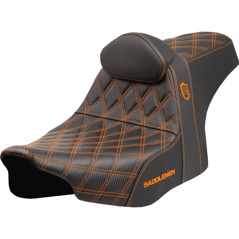 SADDLEMEN SDC PRO GRIPPER LS ORANGE WITH BACKREST 24-25 HARLEY BAGGERS - The Speed Shop Canada