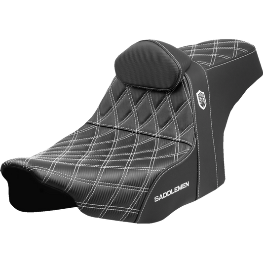 SADDLEMEN SDC PRO GRIPPER LS WHITE WITH BACKREST 24-25 HARLEY BAGGERS - The Speed Shop Canada