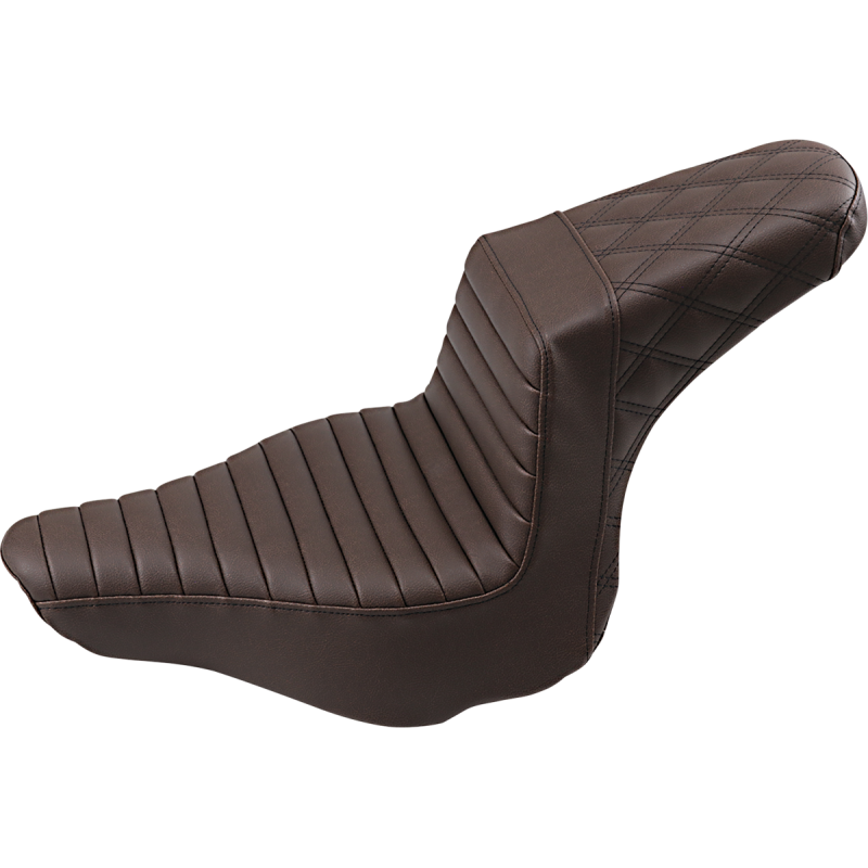 SADDLEMEN STEP UP SEAT BROWN TR/LS STITCH HARLEY SOFTAILS FXBR FLFB 18+ - The Speed Shop Canada
