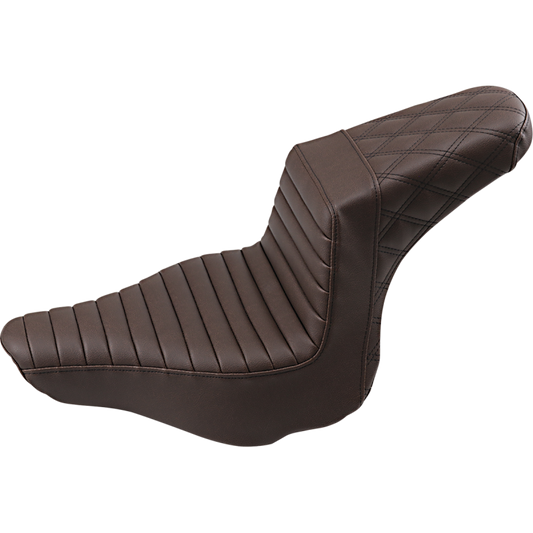 SADDLEMEN STEP UP SEAT BROWN TR/LS STITCH HARLEY SOFTAILS FXBR FLFB 18+ - The Speed Shop Canada
