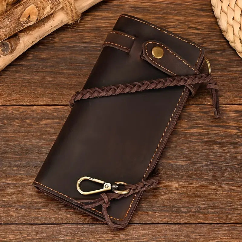 TRUCKER / BIKER LEATHER BROWN WHIP WALLET - The Speed Shop Canada