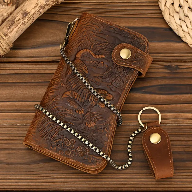 TRUCKER / BIKER LEATHER TIGER WALLET C/W CHAIN - The Speed Shop Canada