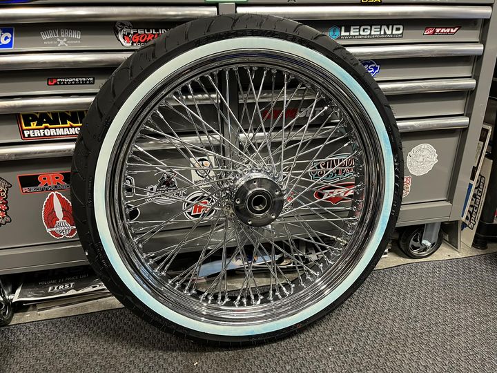 21X3.5" CHROME 60 SPOKE DUAL DISC WHEEL C/W WWW TIRE HARLEY BAGGERS - The Speed Shop Canada