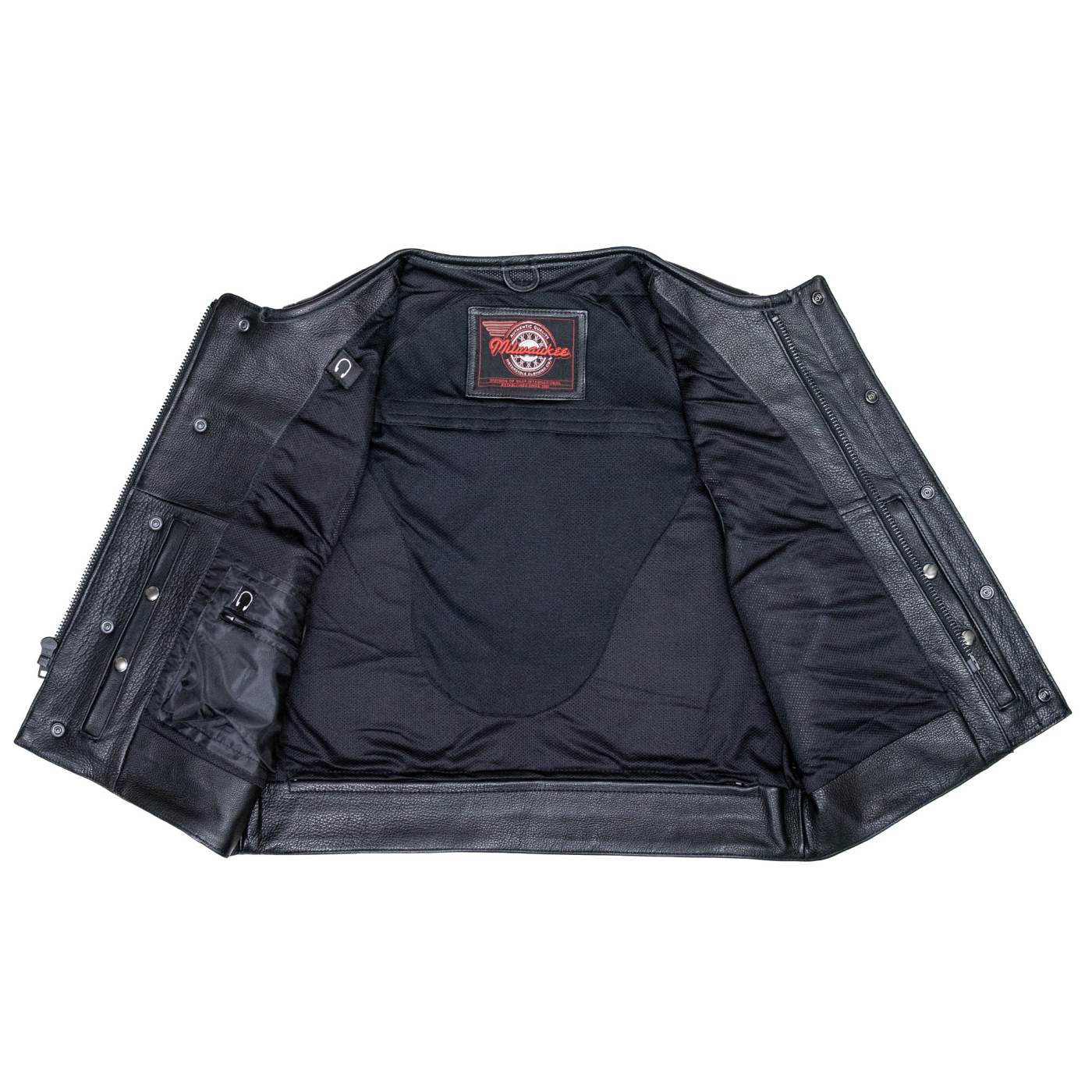 MILWAUKEE LEATHER MENS LOW KEY BLACK LEATHER VEST - The Speed Shop Canada
