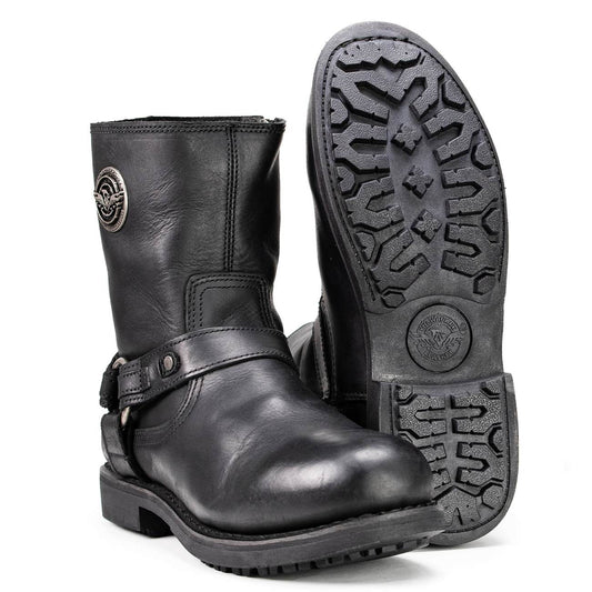 MILWAUKEE LEATHER MENS SHORT HARNESS BOOTS BLACK RUF - The Speed Shop Canada
