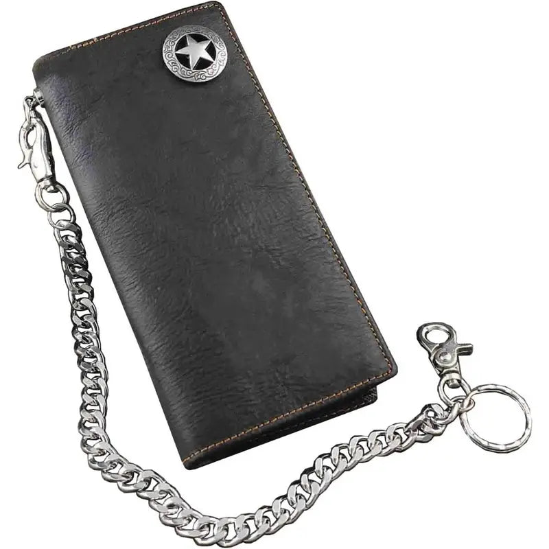 TRUCKER / BIKER LEATHER TEXAN STAR WALLET C/W CHAIN - The Speed Shop Canada