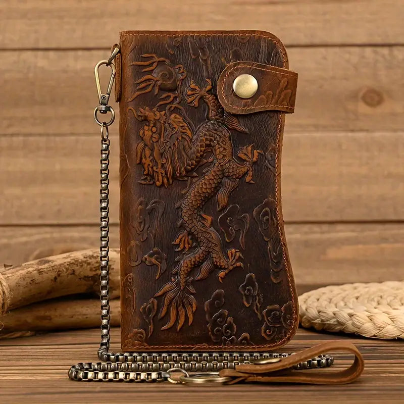 TRUCKER / BIKER LEATHER DRAGON WALLET C/W CHAIN - The Speed Shop Canada