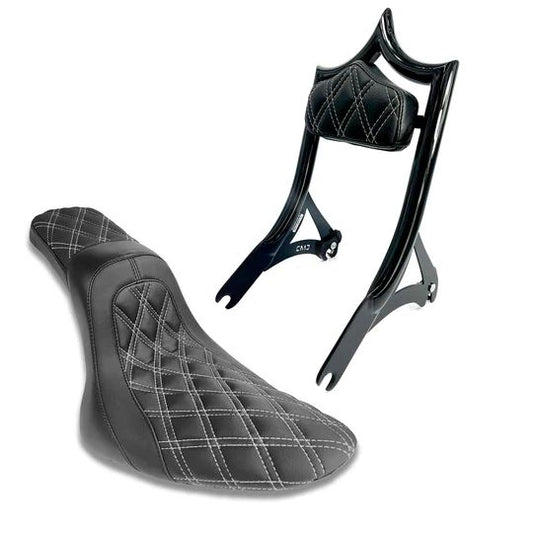 CMC NEXT LEVEL WHITE CUSTOM SEAT PACKAGE HARLEY DAVIDSON SOFTAIL 00-17 - The Speed Shop Canada