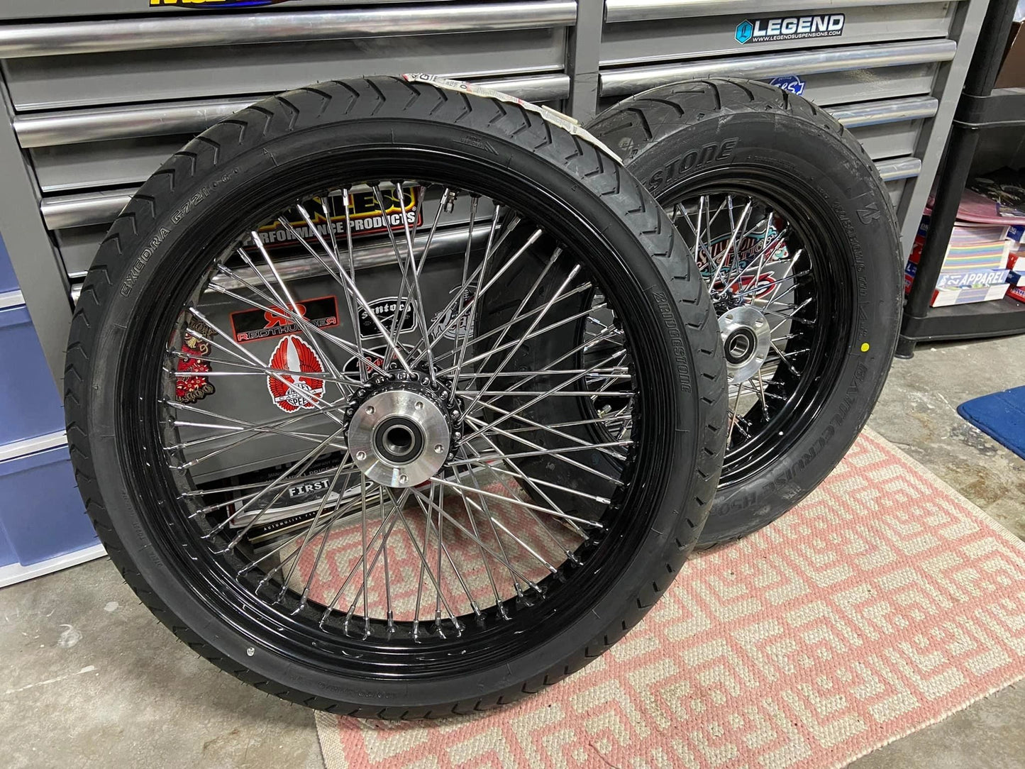 BLK/CHR 60 SPOKE 21/16" WHEEL PACKAGE HARLEY DAVIDSON SOFTAILS - The Speed Shop Canada