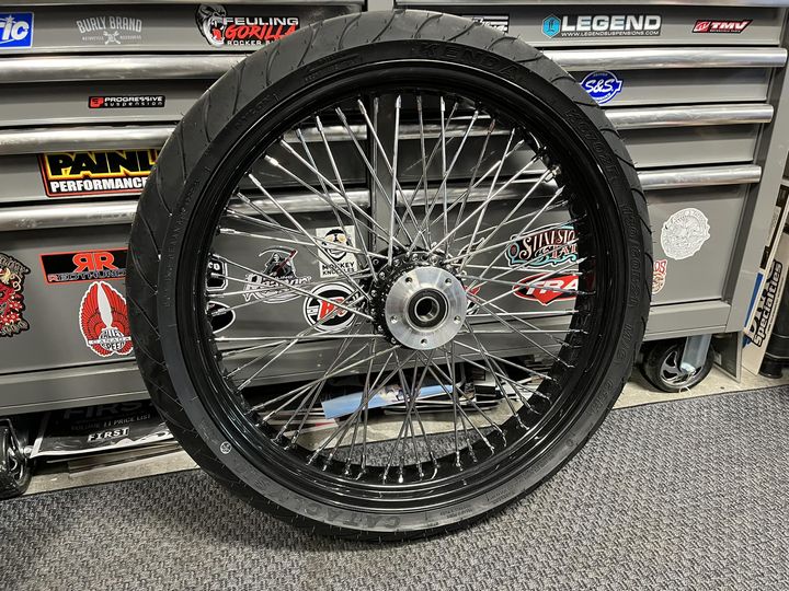 21X3.5" FRONT BLK/CHR DUAL DISC 60 SPOKE WHEEL PACKAGE HARLEY BAGGERS 00-08 (Copy) - The Speed Shop Canada