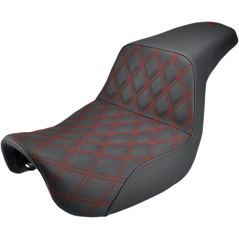 SADDLEMEN STEP UP RED LATTICE STITCH HARLEY DYNA 06-17 - The Speed Shop Canada
