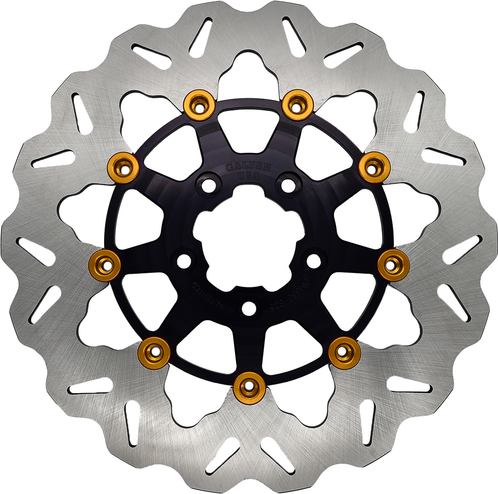 GALFER WAVE FRONT ROTORS 11.8" GOLD BUTTONS HARLEY MODELS 08-25 - The Speed Shop Canada
