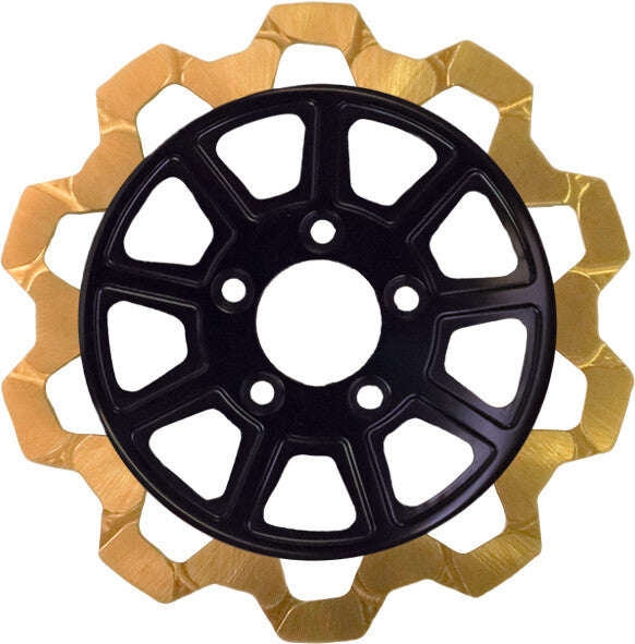 LYNDALL RACING 9 SPOKE BOW TIE FRONT ROTORS BLACK/GOLD HARLEY MODELS - The Speed Shop Canada