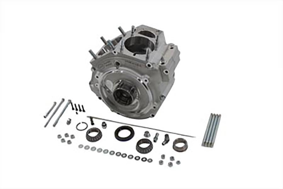 S&S Cycle 31-0003 stock bore Shovelhead engine crankcase set, paired crankcase components shown