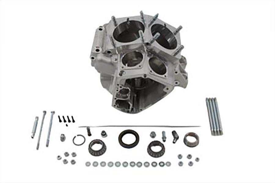 S&S Cycle 31-0003 stock bore Shovelhead engine crankcase set, view of crankcase components
