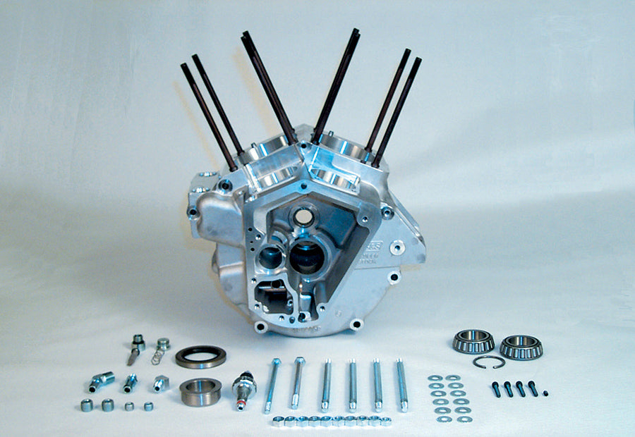 S&S Cycle 31-0005 stock bore engine crankcase set, black crankcase components for motorcycle engine assembly