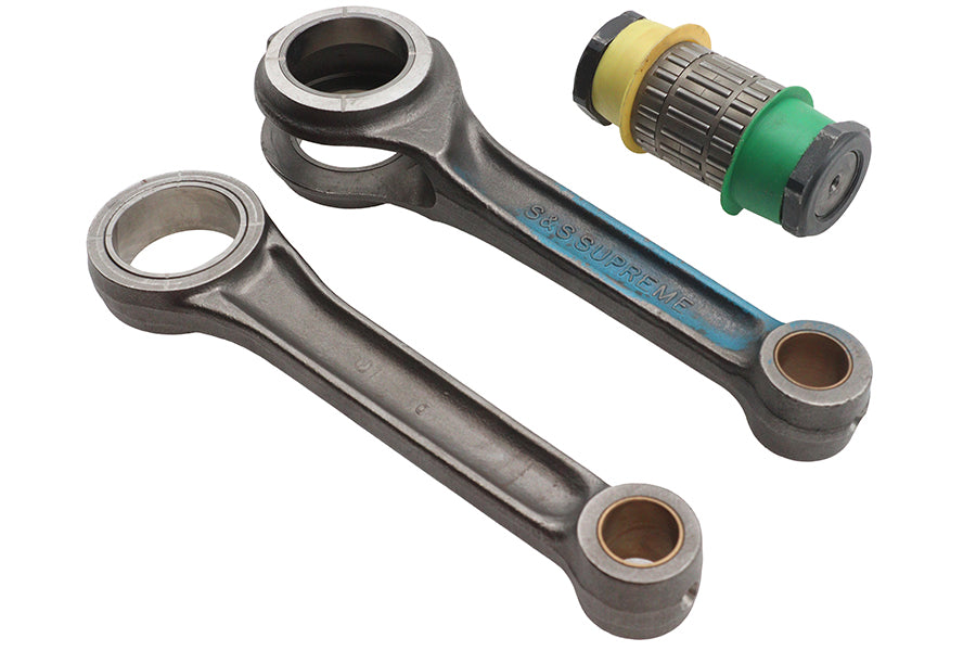 S&S Cycle Supreme 34-7210 engine connecting rod set with polished steel rods and fasteners