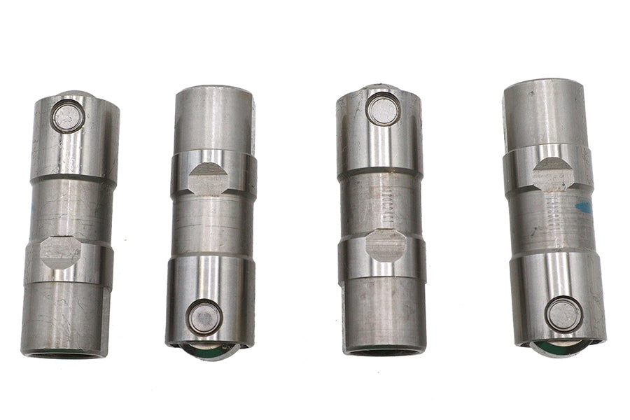 S&S Cycle Precision Tappet Set 330-0718 engine components, four polished metal tappets displayed together