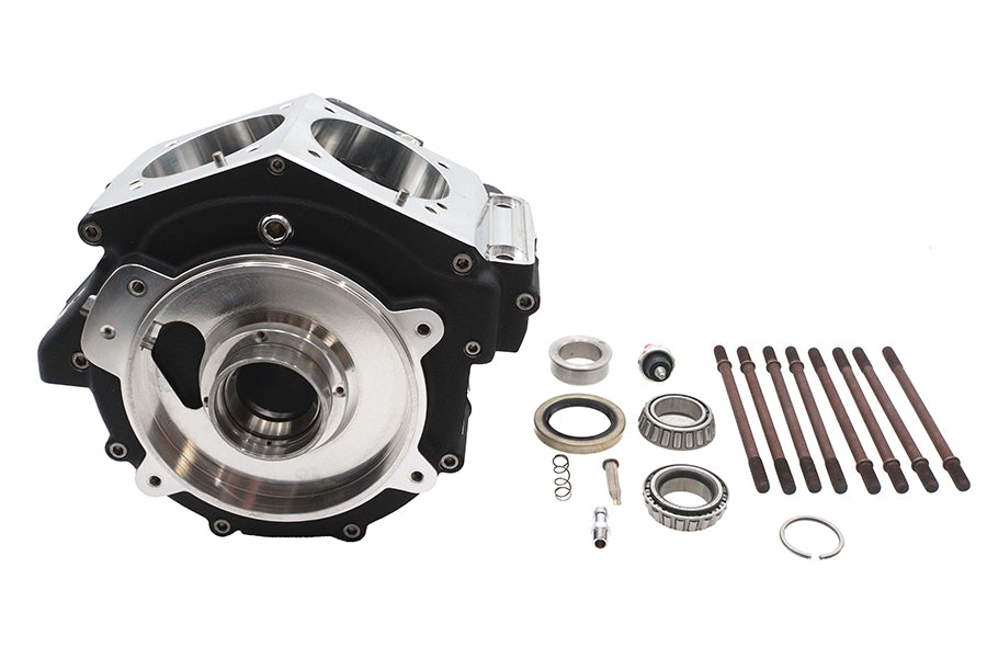 Ultima 206-55 Evolution engine case set in black, shown as a two-piece motorcycle engine housing