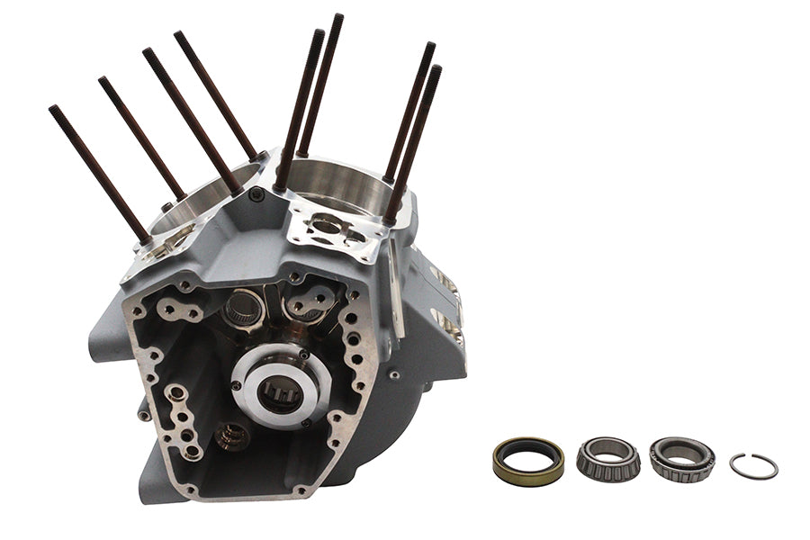 Ultima 206-109 Twin Cam engine case set in silver, shown as a matched pair of motorcycle engine cases