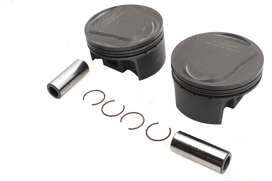 Ultima 93-964 107-inch engine piston set with 4-inch bore, domed pistons, and .030 oversize crescent