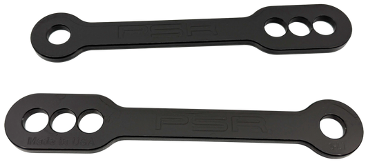 PSR lowering link for Suzuki Hayabusa, black stock, 2-inch, and 4-inch drop suspension component