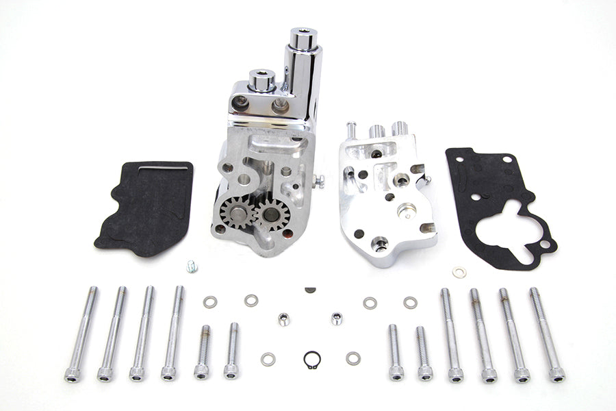Sifton Chrome Oil Pump Assembly 98-643 for engine applications, shown in polished chrome finish