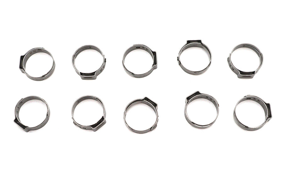 Oetiker 16700024 oil hose clamp for oil tank applications, shown in silver metal finish