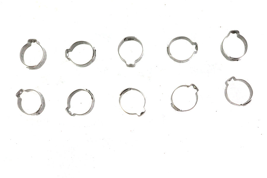 Oetiker 15500009 oil tank hose clamp, stainless steel ring clamp close-up