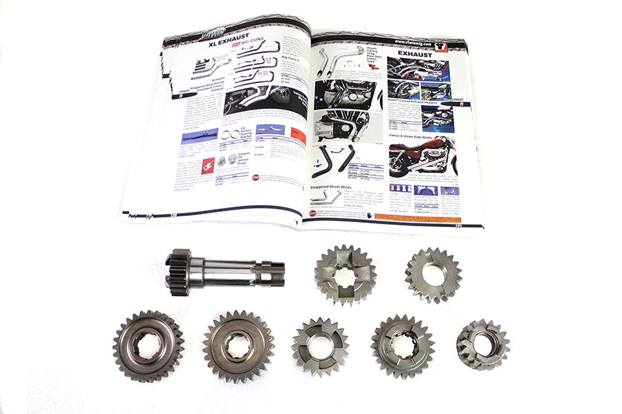 V-Twin 17-0808 transmission gear set for XL motorcycle, gear components displayed on a white background