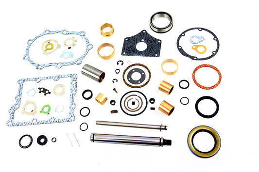 V-Twin 17-6614 transmission hardware and rebuild kit components displayed together
