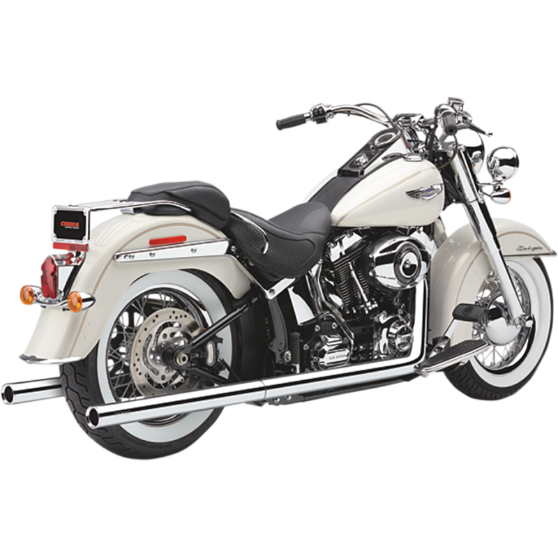 COBRA TRUE DUAL CHROME EXHAUST HARLEY DAVIDSON SOFTAIL 12-17
