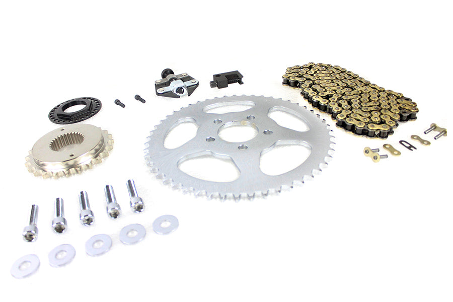 York Softail rear chain drive kit, SKU 19-0156, drivetrain components shown.