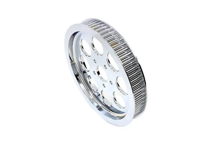 York 20-0498 rear drive pulley with 70-tooth chrome finish crescent shape