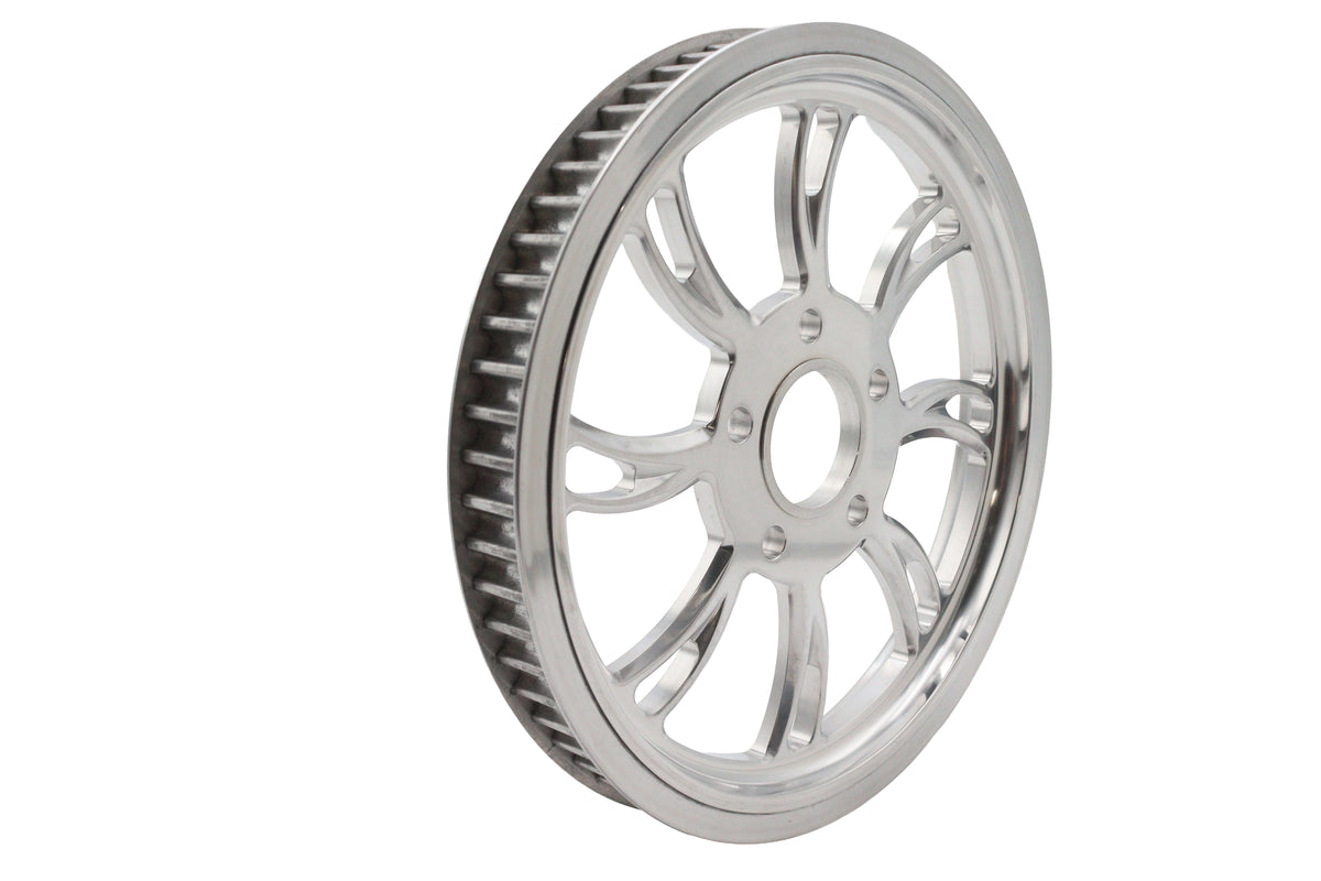Ultima Vortex 65-tooth rear drive pulley, polished finish, 20-4713 / 94-713 crescent design