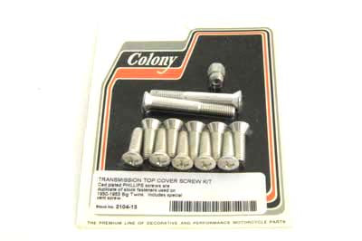 Colony 2104-13 Cadmium Transmission Top Cover Screw Kit for 1950-1953 Harley-Davidson FL