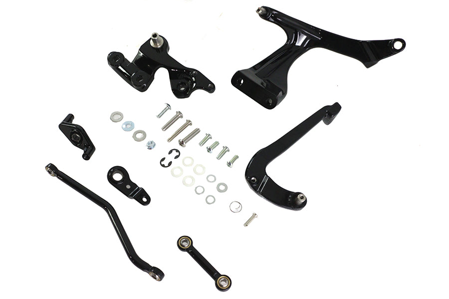 AEE XF2906C458GBPJR forward control in gloss black, side view with mid-control brake assembly