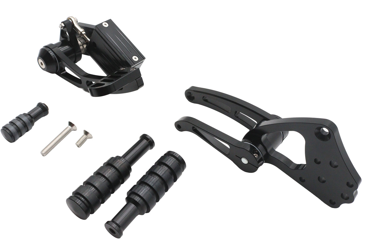 Ultima Billet Forward Control Kit in black, model 47-541 for motorcycle customization