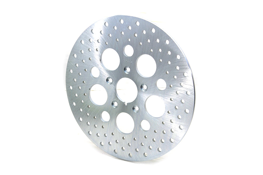 Edart 06-0176A 11-1/2-inch front drilled brake disc, silver metal rotor with drilled holes
