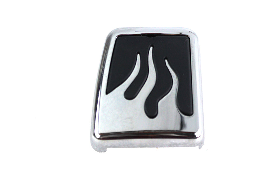 Edart 64125 chrome brake pedal pad with black flame design for forward controls