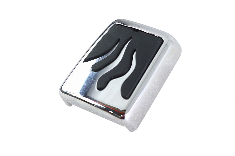 Edart 64125 chrome brake pedal pad with black flame design for forward control setup